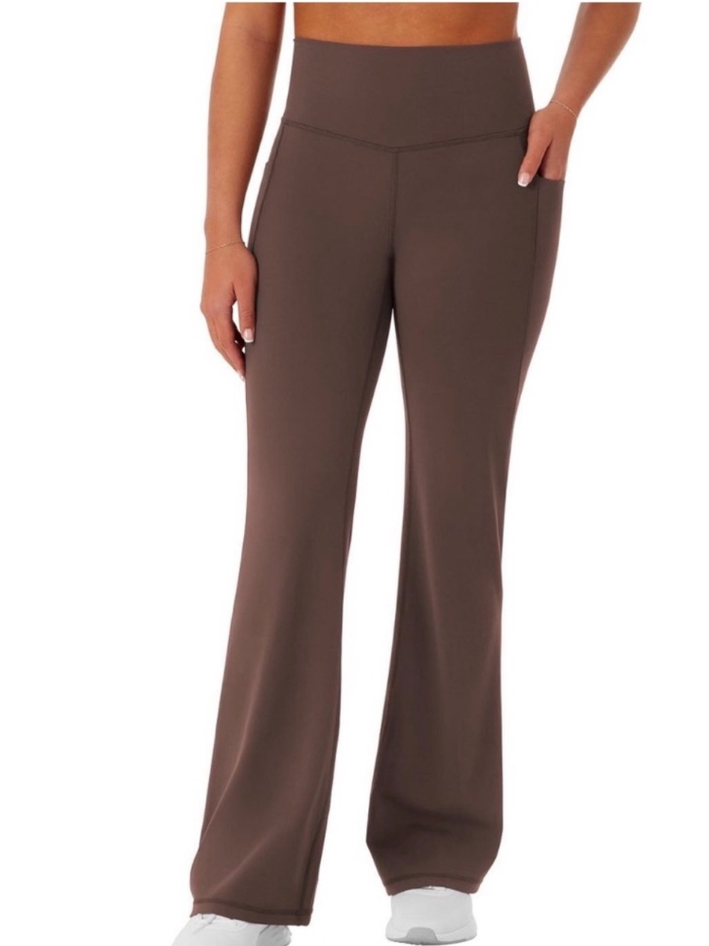 Members mark medium Brown Yoga Pants with Side Pockets flare leggings  wide legs